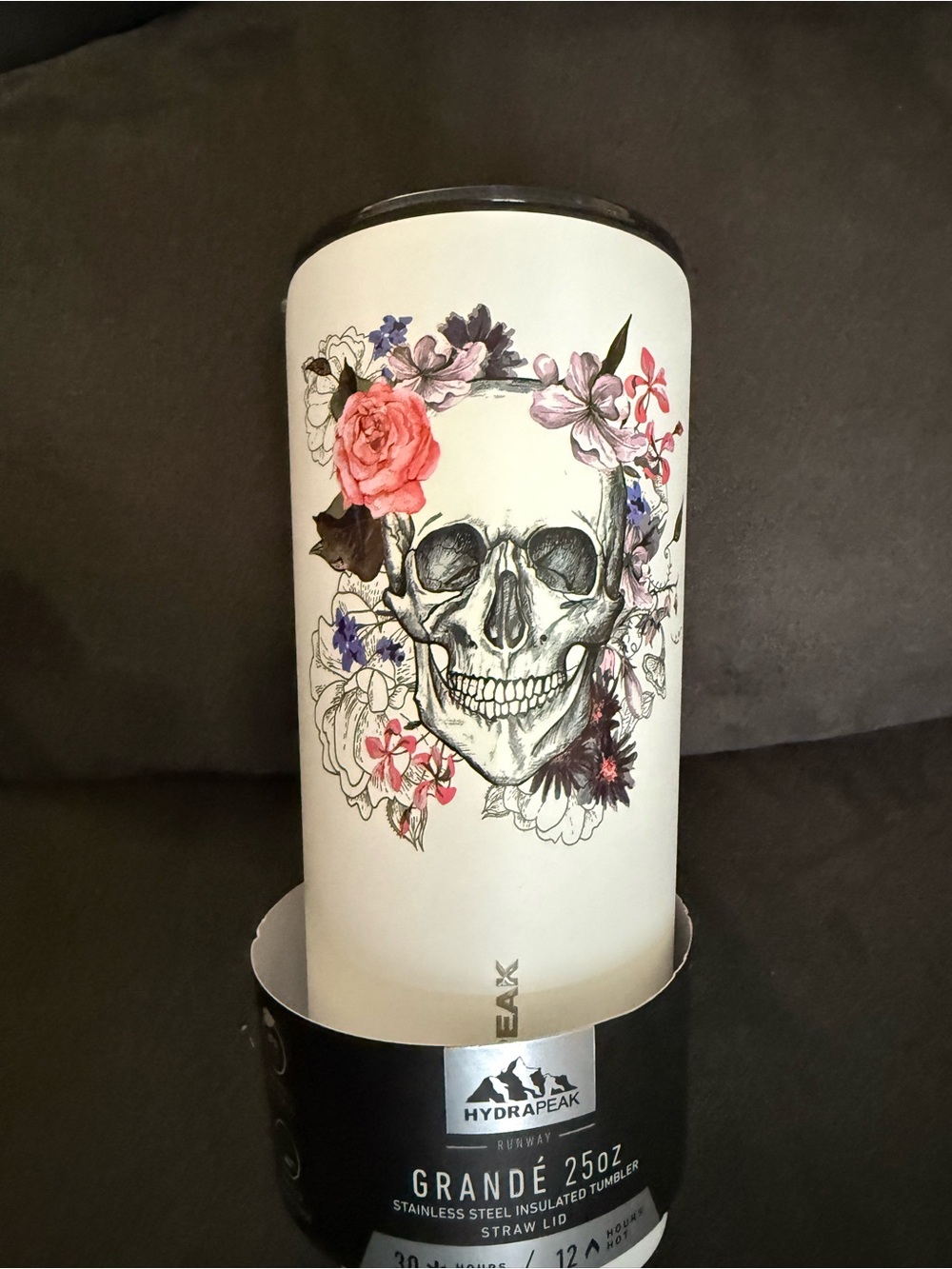 HydraPeak Grande 25oz Insulated Tumbler - White Floral Skull